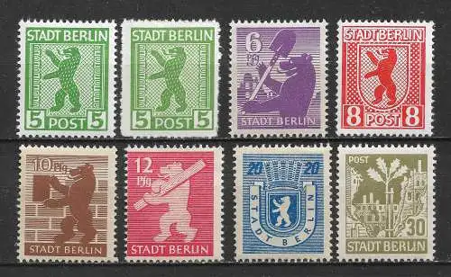 All. Bes. Berlin/Br. 1945 Nr 1A - 7A Postfrisch / **