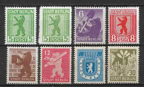 All. Bes. Berlin/Br. 1945 Nr 1A - 7A Postfrisch / **