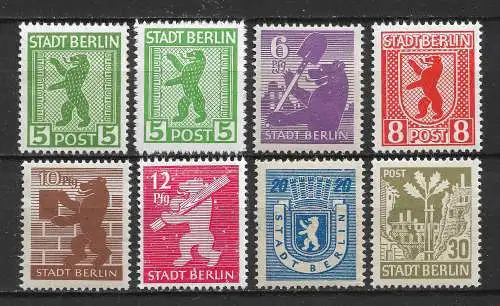 All. Bes. Berlin/Br. 1945 Nr 1A - 7A Postfrisch / **