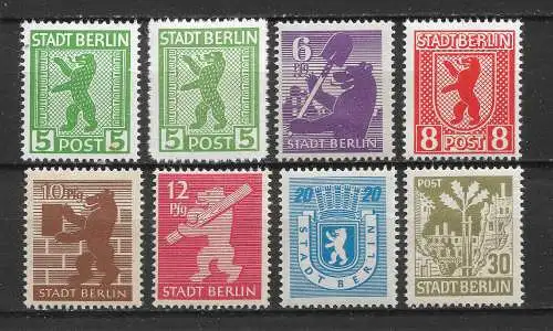 All. Bes. Berlin/Br. 1945 Nr 1A - 7A Postfrisch / **