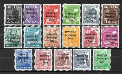 All. Bes. Sowj. Zone 1948 Nr 182 - 197 mit 195 Postfrisch / **