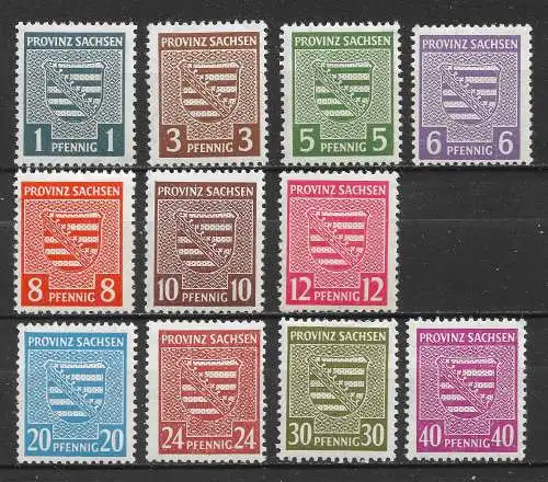 All. Bes. Sowj. Zone 1945 Nr Provinz Sachsen 73X - 84X (ohne 80X) Postfrisch / **