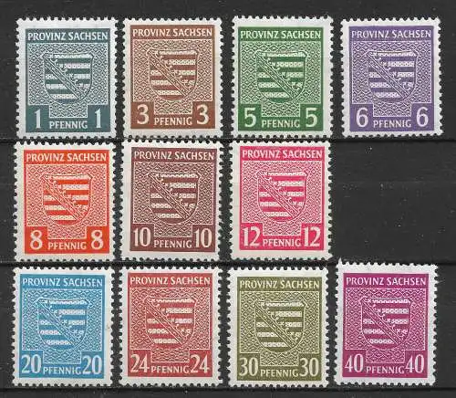 All. Bes. Sowj. Zone 1945 Nr Provinz Sachsen 73X - 84X (ohne 80X) Postfrisch / **