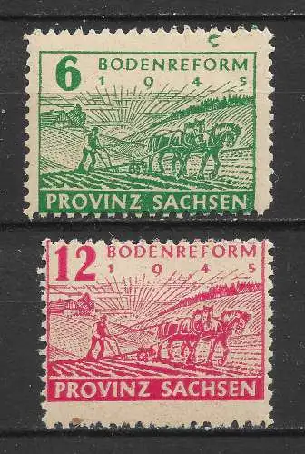 All. Bes. Sowj. Zone 1945 Nr Provinz Sachen 85 - 86 Postmeistertrennung Postfrisch / **