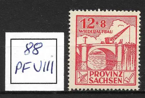 All. Bes. Sowj. Zone 1946 Nr Provinz Sachsen 88A Plattenfehler VIII Postfrisch / **