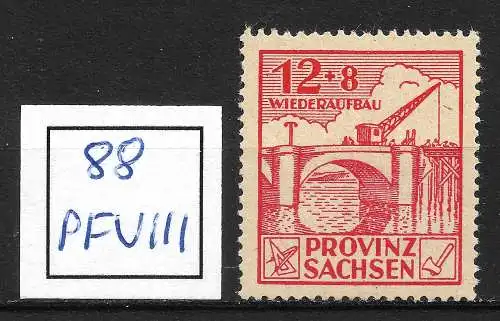 All. Bes. Sowj. Zone 1946 Nr Provinz Sachsen 88A Plattenfehler VIII Postfrisch / **
