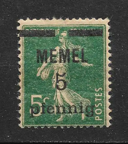 Memelgebiet 1920 Nr 18a GC-Papier Falz / Gummimängel / *