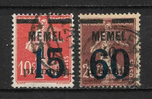 Memelgebiet 1921 Nr 34 - 35 Gebraucht