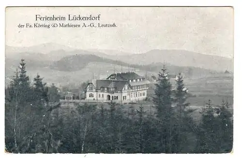 [Lithographie] AK Ferienheim Lückendorf der Fa. Körting  Mathiesen AG Leutzsch, um 1940