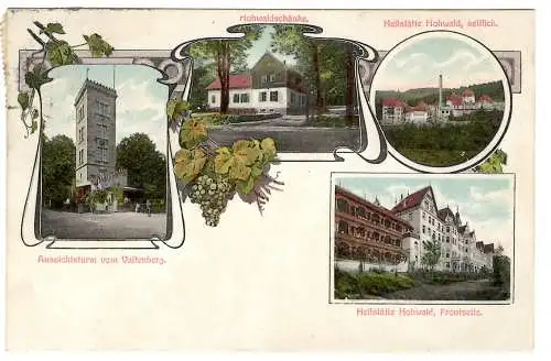 [Hand-Koloriert] AK Heilstätte Hohwald, 4-Bild, Jugendstil