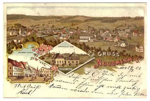 [Vorläufer - Correspondenzkarten mit keinen oder nur kleinen Bildaufdrucken] AK Gruss aus Spremberg, 6-Bild color., Nachdruck
