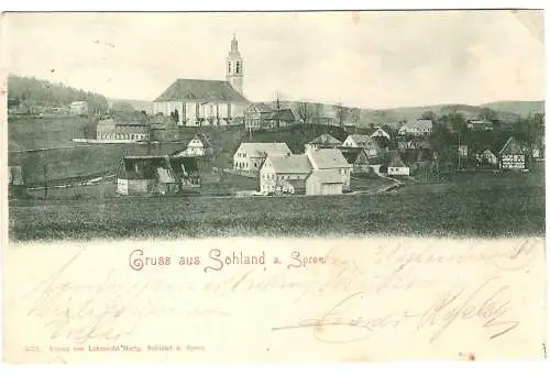 [Lithographie] Gruss aus Sohland a. Spree, 3-Bild, Turm, Bismarck, 1941 05 18 DB Ebersbach 1 auf 313 (2), 85, Ortsverkehr,