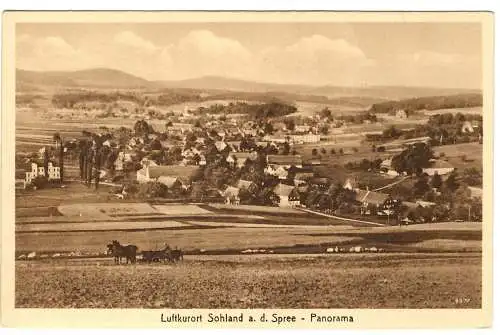 [Lithographie] Luftkurort Sohland a. d. Spree - Panorama, ungel.