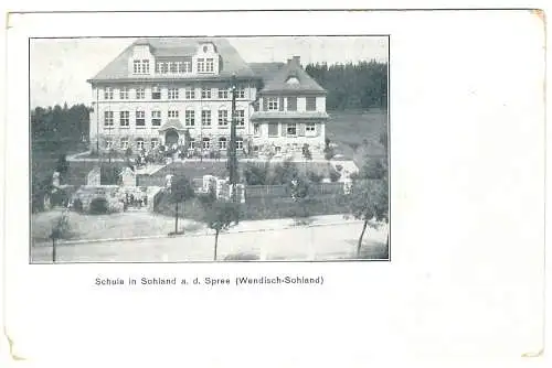 [Echtfotokarte schwarz/weiß]  Schule in Sohland a. d. Spree (Wendisch-Sohland), Jugendherberge, 1922 um