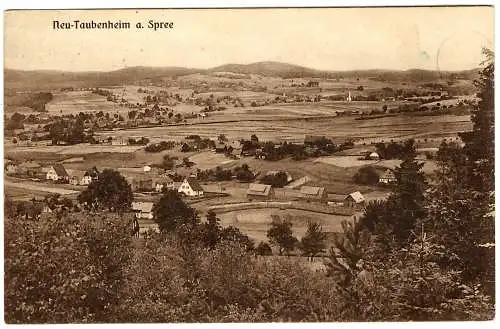 [Lithographie] Neu-Taubenheim a. Spree, Blick vom Taubenberg zum Picho, 1955 07 25 DB a. 10 Pf n. Garz