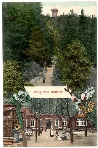 [Hand-Koloriert]  Gruß vom Kottmar, Grammophon, 2-Bild, Walddorf DBG a. 85 I nach Ebersbach