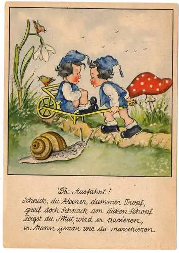 [Künstlerpostkarte reproduziert] Schnick und Schnack, Die Ausfahrt, ungel.