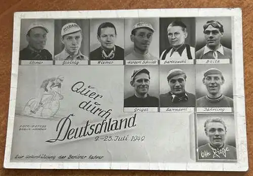 Radsport: Sponsoren- und Unterstützerkarte - Quer durch Deutschland (1949)