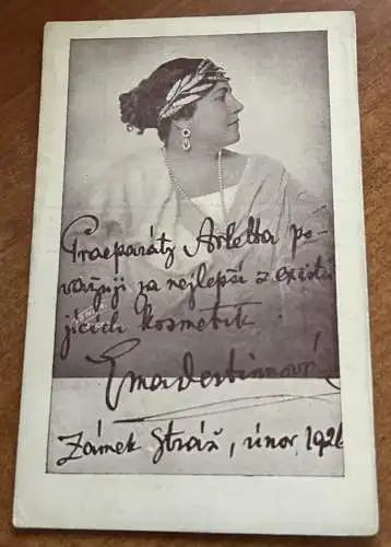 [Werbepostkarte] Emmy Destinn bzw. Ema Destinnova - Werbe-Postkarten für Arletta (1920er Jahre). 