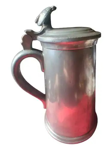 Antiker Zinnkrug mit Deckel um 1900 – massiv, schwer, Reinzinn, schöner Zustand