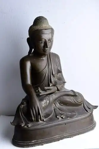 Antiker Buddha Burma 19. Jhd. ORIGINAL 43 cm alte Bronze