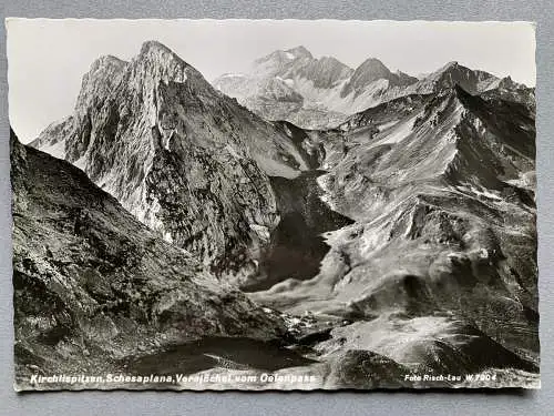 [Echtfotokarte schwarz/weiß] Kirchlispitzen, Schesaplana, Verajöchel vom Oefenpass. 