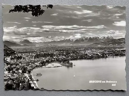 [Echtfotokarte schwarz/weiß] Bregenz am Bodensee. 