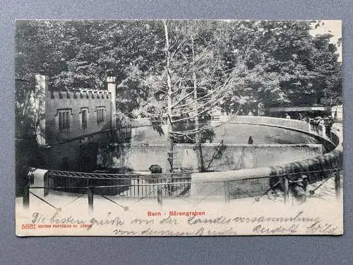 [Echtfotokarte schwarz/weiß] Bern - Bärengraben. 