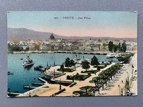 [Hand-Koloriert] Geneve - Quai Wilson. 