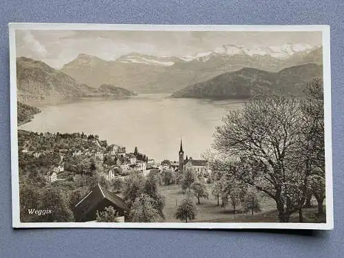 [Echtfotokarte schwarz/weiß] Weggis. 