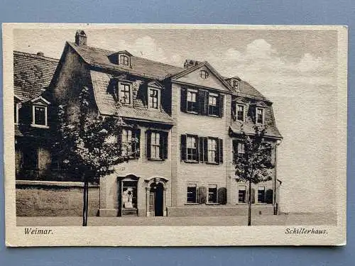 [Echtfotokarte schwarz/weiß] Weimar - Schillerhaus. 
