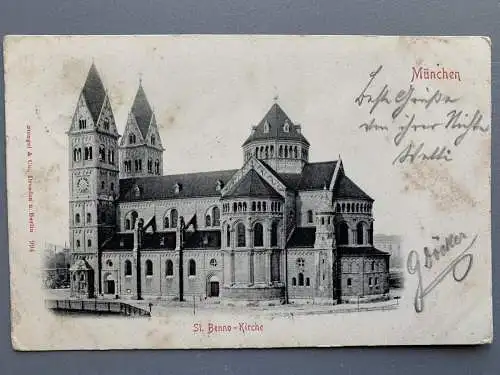 [Echtfotokarte schwarz/weiß] München - St. Benno-Kirche. 