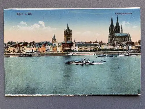 [Hand-Koloriert] Köln a. Rh. - Rheinpanorama. 