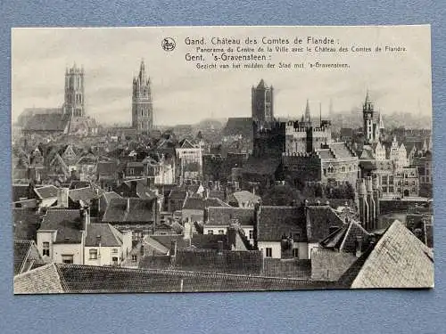 [Echtfotokarte schwarz/weiß] Gand. Chateau des Comtes de Flandre / Gent. ´s-Gravensteen. 