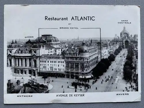 [Echtfotokarte schwarz/weiß] Restaurant Atlantic / Antwerp. 