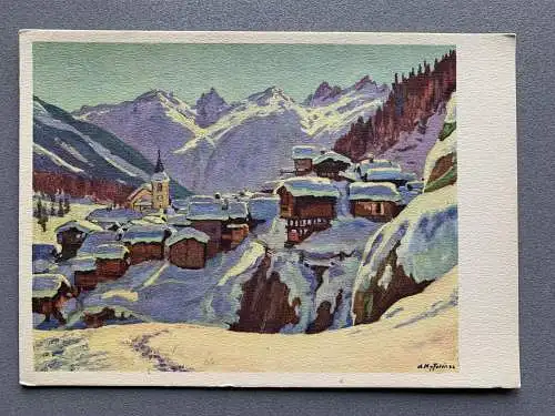 [Künstlerpostkarte reproduziert] Albert Nyfeler:  Blatten. 