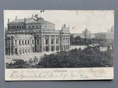 [Echtfotokarte schwarz/weiß] Wien - Hofburgtheater. 