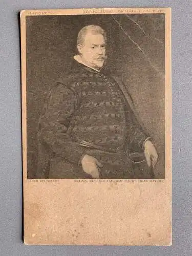 [Echtfotokarte schwarz/weiß] Diego Velazquez - Bildnis des Hofjägermeisters Juan Mateos. 
