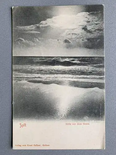 [Echtfotokarte schwarz/weiß] Sylt - Stille vor dem Sturm. 