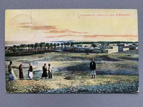 [Hand-Koloriert] Übersicht über ein Dorf an der Bucht von Abukir. 
