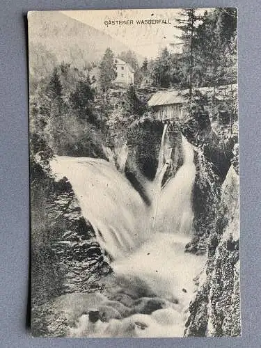 [Echtfotokarte schwarz/weiß] Gasteiner Wasserfall. 