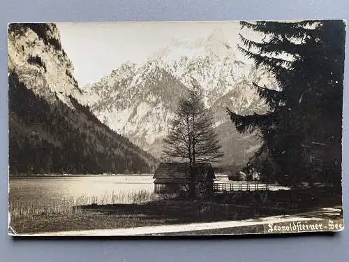 [Echtfotokarte schwarz/weiß] Leopoldsteiner-See. 