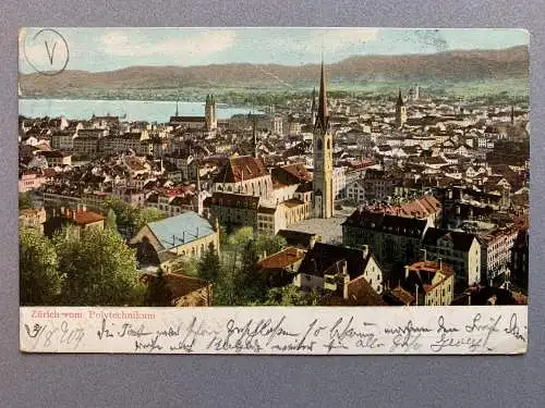[Hand-Koloriert] Zürich vom Polytechnikum. 
