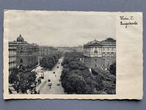 [Echtfotokarte schwarz/weiß] Wien, I, Ringstraße. 