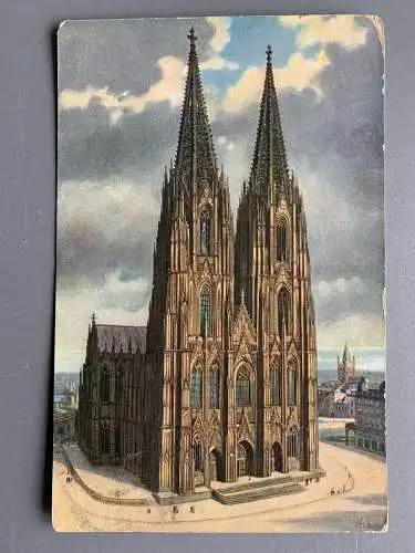 [Hand-Koloriert] Köln a. Rh. - Der Dom (Westseite) - 156m hoch. 