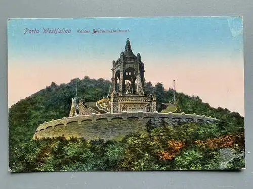 [Hand-Koloriert] Porta Westfalica - Kaiser Wilhelm Denkmal. 