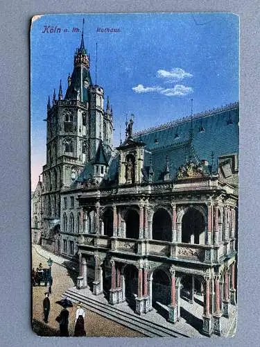 [Hand-Koloriert] Köln am Rhein - Rathaus. 