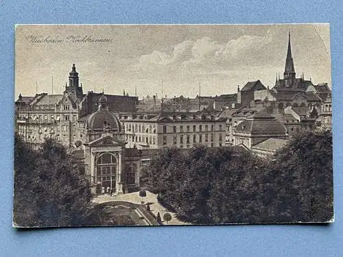 [Echtfotokarte schwarz/weiß] Wiesbaden - Kochbrunnen. 