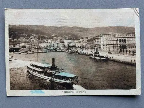 [Echtfotokarte schwarz/weiß] Trieste - Il Porto. 