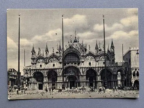 [Echtfotokarte schwarz/weiß] Venezia - Chiesa San Marco. 